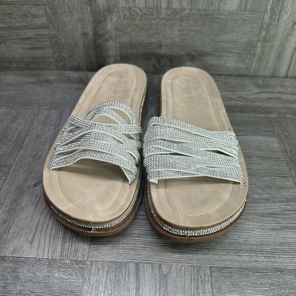 Adiamo Apmela Women's size 8 Studded Rhinestone Slide Sandals - Picture 4 of 8